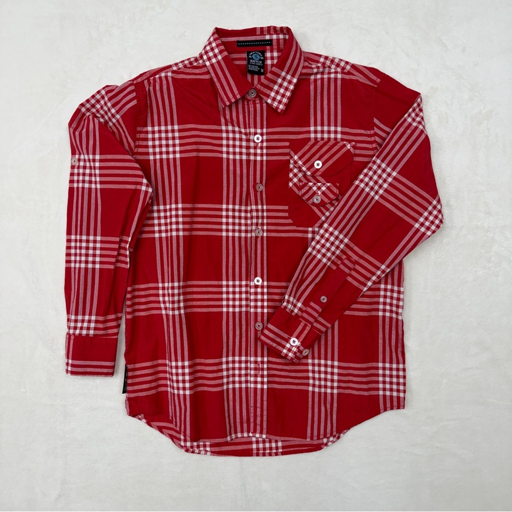 Enyce Red and White Plaid Men's Shirt
